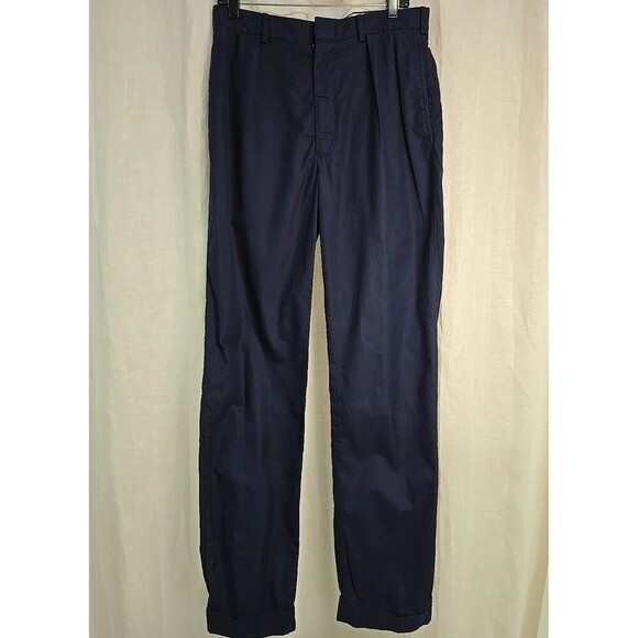 Vintage Polo Ralph Lauren Pleated Straight Leg Relaxed Pants Navy Blue SZ 32x32 - Picture 1 of 7
